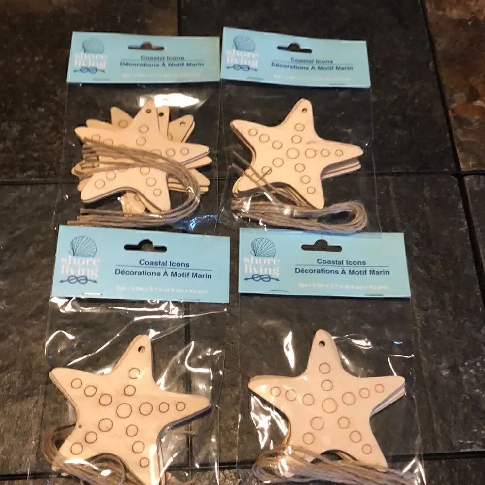Shore Living wood cut out starfish crafting icons pck of 6 x 4
